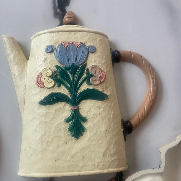 Vintage Home Interiors Floral Teapot Wall Decor - Cream, Blue, Pink, Green - Picture 4 of 8